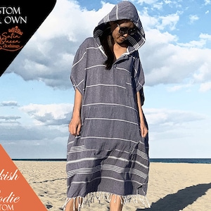 Personalized Turkish Towel Hoody Custom Turkish Beach Hoodie Monogram Poncho Hoodie Custom Wetsuit Changing Towel Valentines Day Gift