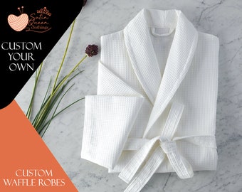 Benutzerdefinierte Waffel-Robe für Damen, personalisierte Braut-Waffel-Robe, monogrammierte Spa-Robe, Brautjungfern-Robe, Weihnachtsgeschenk, Hochzeitsgeschenk, Geschenke