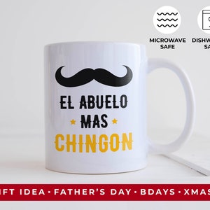 Caneca El Abuelo Mas Chingon 11oz, Tazas personalizadas para Papa, Regalos para o dia do padre, Caneca El mejor abuelo, Máscara Abuelo chignon