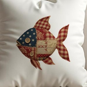 Gewatteerde patriottische Americana vis patchwork rood wit blauw, 300 dpi, png PNGEgg