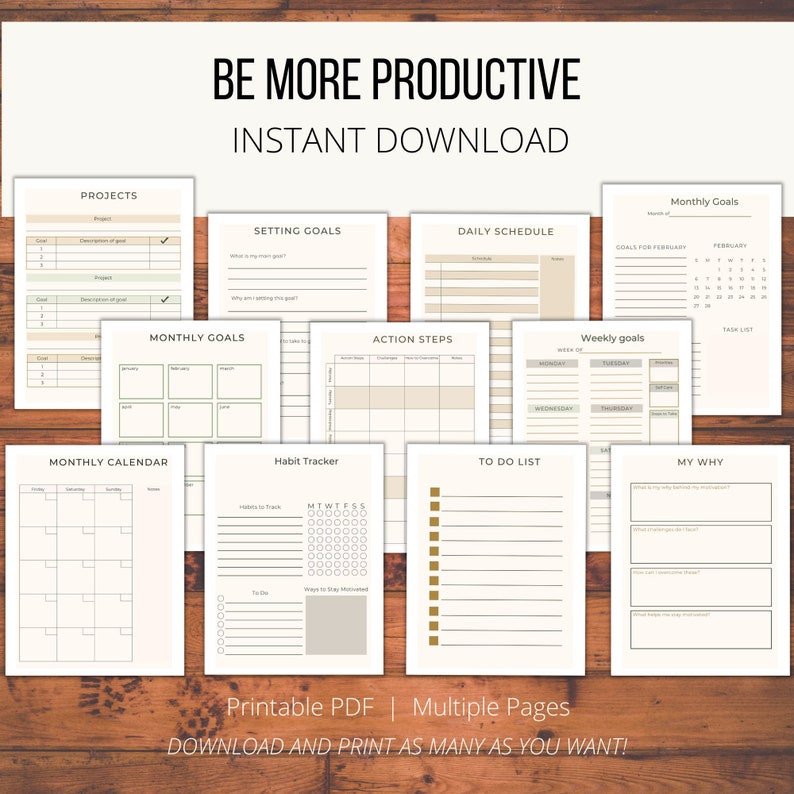 Productivity Printable Planner, Daily Productivity , Project Planner ...