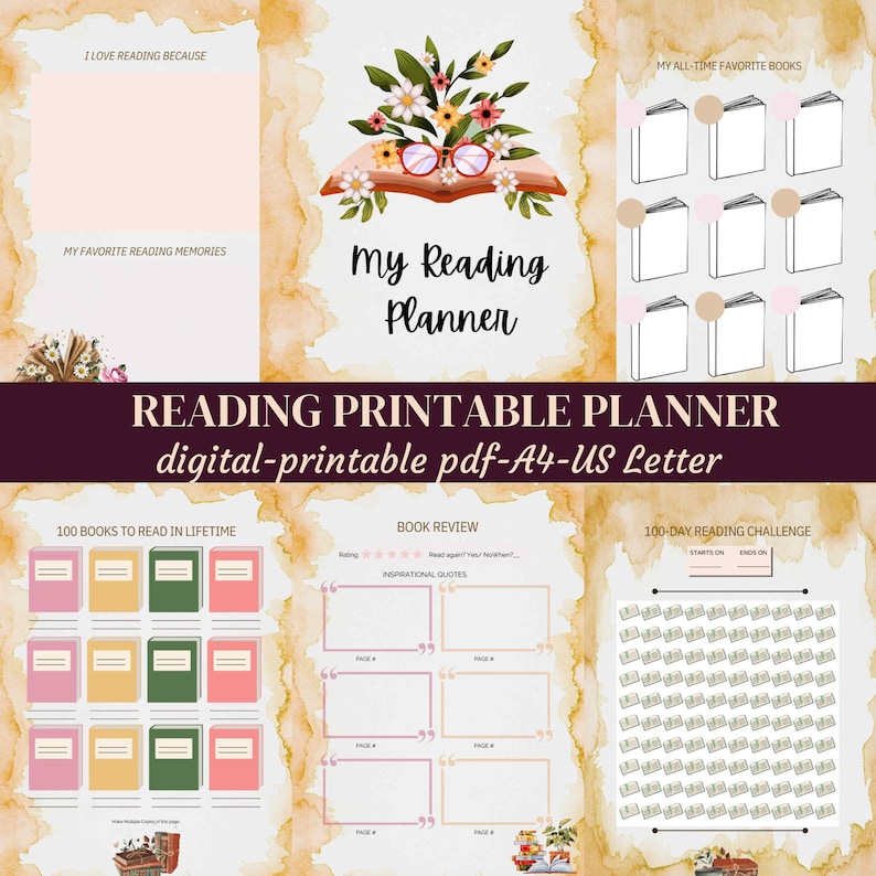 Printable Reading Journal, Printable Book Tracker, Printable Reading ...