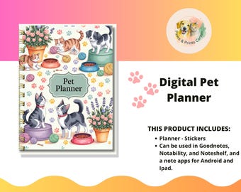 Planificador digital de mascotas: GoodNotes Vet Tracker y pegatinas (solo descarga)