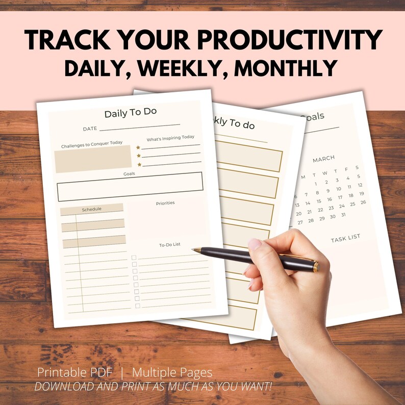 Productivity Printable Planner, Daily Productivity , Project Planner ...
