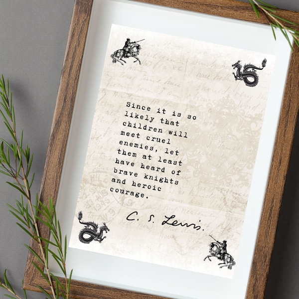 CS Lewis Courage Quote Digital Image Typewritten