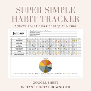 K&ouml;nnte beinhalten: Ein druckbarer Habit-Tracker f&uuml;r Januar mit einem bunten Kreisdiagramm. Der Tracker enth&auml;lt eine Liste von Gewohnheiten, die verfolgt werden sollen, wie z. B. hydriert bleiben, ins Fitnessstudio gehen, ein Buch lesen und Zeit in der Natur verbringen. Der Tracker hat ein Raster f&uuml;r jeden Tag des Monats mit Kontrollk&auml;stchen f&uuml;r jede Gewohnheit.