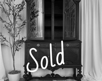 Antique Hutch | Glass Front Cabinet