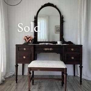 Vintage 1940’s Vanity | Dressing Table | Matching Bench