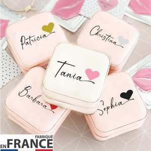 Boîte à Bijoux Personnalisée, Boîte à Bijoux avec Prénom,  Boîte à Bijoux de Voyage,  Cadeaux Anniversaire, Proposition Demoiselle D'honneur