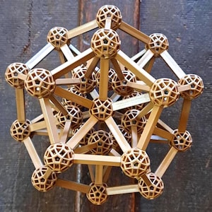3D Merkaba Star Dodecahedron Sacred Geometry Plutonic Solids Fractal Dream Assist Meditation 5D Contemplation Tool Ornament Gold /  Copper