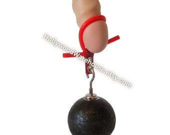 Poids BDSM pour pénis/scrotum avec bille d'acier lourde avec civière en silicone pour anneau pénien masculin de 1,3 lb à 4,5 lb Choisissez votre poids.