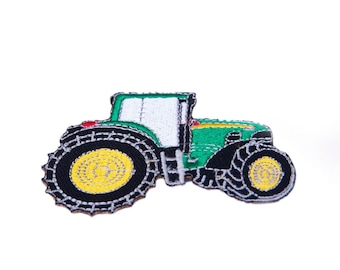 Agriculture Green Tractor Iron on Patches Embroidered