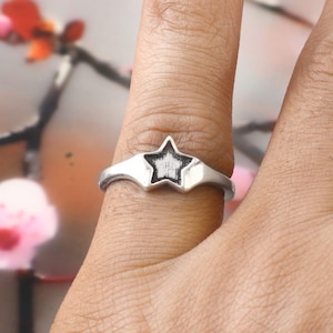 Silver Star Signet Ring | Chunky Band Ring | Celestial Statement Jewelry | Handmade Bold Ring for Men & Women