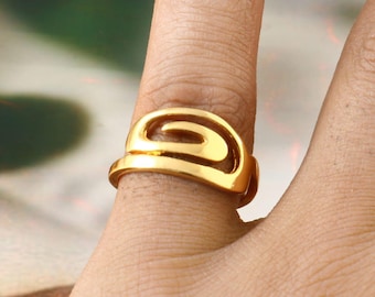 Silver Spiral Ring – Bold Boho Statement Ring for Women | Big Circle Swirl Design
