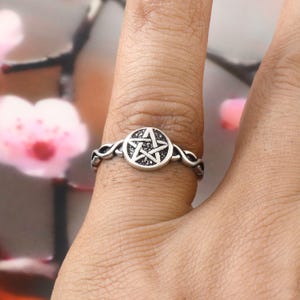 Silver Ring, Pentagram Ring, Open Adjustable Ring, Star Ring, Boho Goth Ring, Statement Ring, Rings for Women Men, Man Ring
