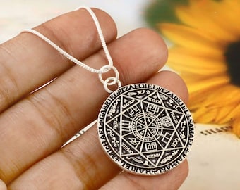 The Seal Of Seven Archangels Necklace, Sterling Silver Gold Archangel Pendant, Protective Seals of Solomon, Sacred Geometry, Spiritual Gift