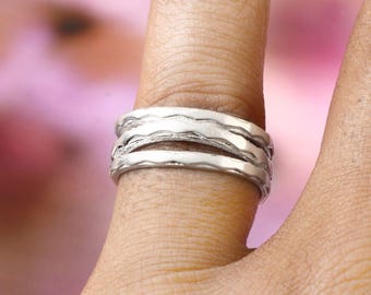 Thumb Ring-Multi Layer Thumb Ring-Chunky Silver Ring-Present-Mothers Day Gift For Her-Dainty Open Boho Ring-Weaved-Jewelry For Woman