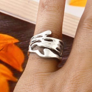 Gold Chunky Ring · Modern Adjustable Ring for Women · Irregular Thumb Ring ·  Ring · Waterproof Bold Ring