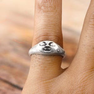 Face ring// Sterling silver// Handmade Ring//Unique punk gothic goth biker mens//ring for him her// Oxidized jewelry //Gift
