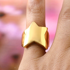 Star Silver Ring, Statement Ring, Minimalist Ring, Solid Sterling Silver, Unisex Ring, Star Jewelry, Falling Star Ring, Geometric Ring