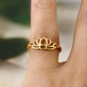 Lotus Ring,  Silver Flower Ring, Meditation Ring, Protection Ring, Adjustable Ring Wide Band, Lotus Jewellry Gift for Her