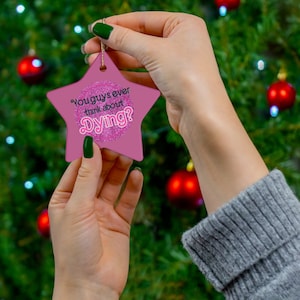 Vocês já pensaram em morrer? Ornamento de cerâmica, FRETE GRÁTIS Enfeite de árvore de Natal fofoDecoração de dormitório Natal