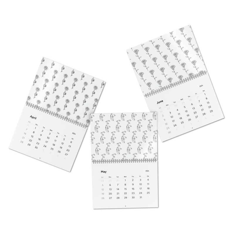 Birth Month Flower Wall Calendar 2024, Simple Calendar Planner, Floral Calendar Minimalist