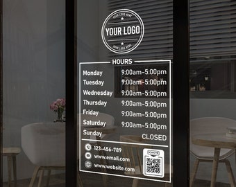 Shop Hours Decal - window decals - Storefront Hours Decal - sign letters for glass door - custom hour sign - Hours sign -open and close Sign