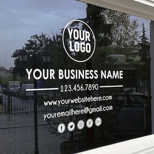 Business Window decal - Your Company Name Vinyl Decal - Storefront Business Decal - 6 Year Outdoor Rating
