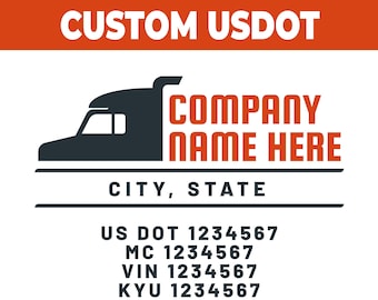 Best Seller-Pair Of 2 - Custom US DOT Trucking Decal- logo Decal, truck window Decal, truck lettering, Company Name, number- Weather proof