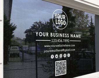 BEST SELLER - Window decal with QR-  Sign Decal - 5 Year Outdoor Rating / Your Company door decal - business window decal- office door decal