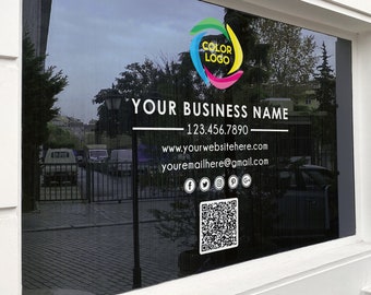 Custom Window Decal with your company Logo - Personalized Company Business Decal - Business Decal with QR code - Business Door Lettering