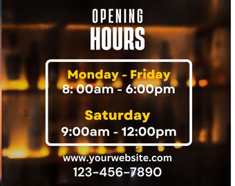 Shop Hours Decal - Custom Hour Decal -Hours sign - Custom Storefront Open & Closed Sign - Shop Hours - Window Graphics - Store Hours