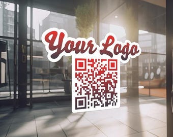 May include: A white sticker with the text "Your Logo" in red and white lettering and a black and white QR code.