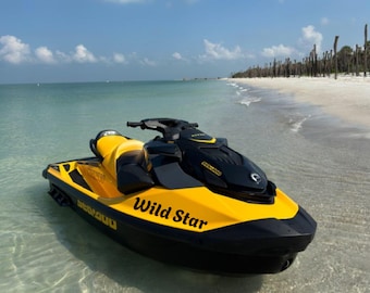 Custom Jet Ski Decal | Personalized Vinyl Name Sticker | Waterproof One-Color Graphic for Jet Skis, Boats, Windows & Vehicles