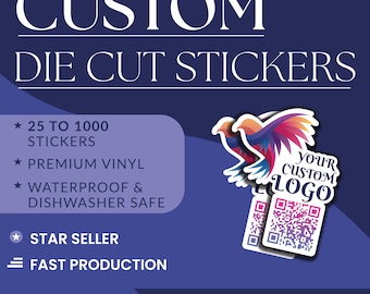 Custom Logo Stickers, QR code with LOGO Stickers, Pack of Stickers, Waterproof | Custom QR code Stickers | Perfect for small business