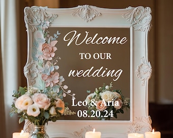 Personalized Wedding Welcome Sign Decal – Custom Names Vinyl Sticker