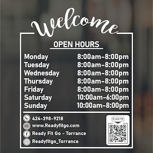 Hours Service Sticker Shop Hours Decal - Store Hours Signs - Hours of Operation Sticker ...