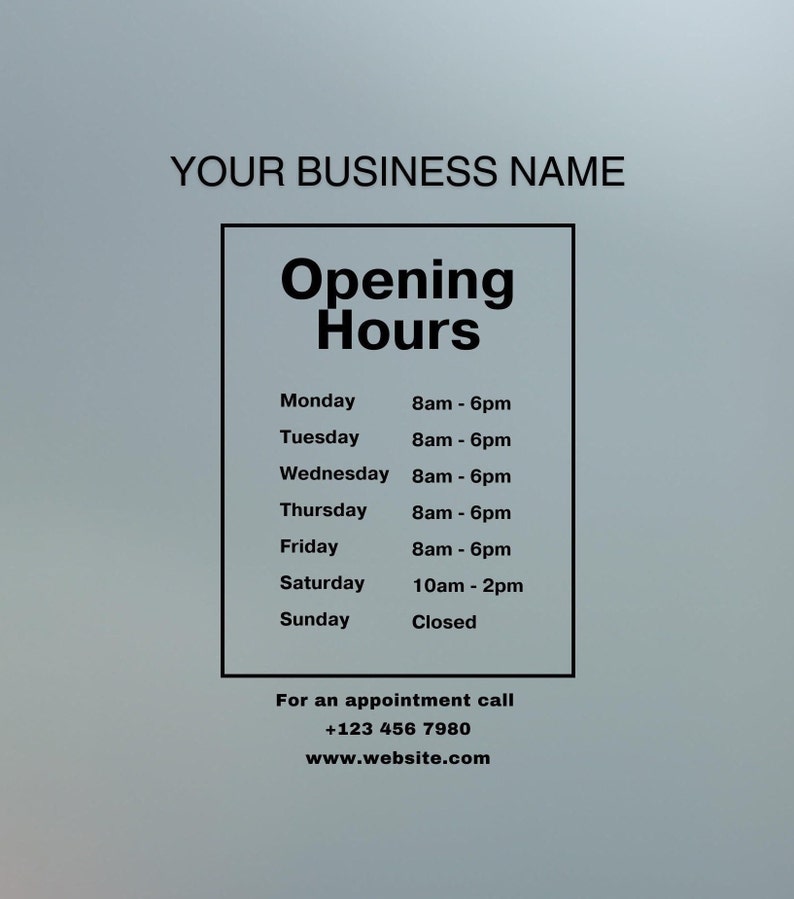 Office Hours Decal Custom Hour Decal store Hours Sign Custom Storefront