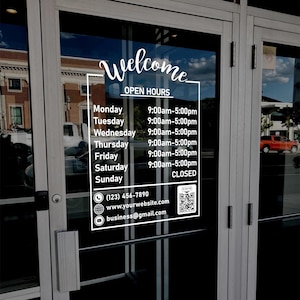 Hours Sticker Shop Hours Decal - Store Hours Signs - Hours of Operation Sticker ...