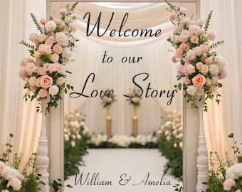 Personalized Wedding Welcome Sign Decal, Custom Names, DIY Mirror Sticker
