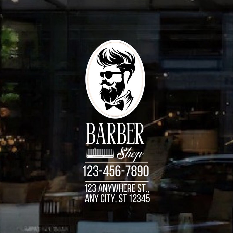 Custom Barber Shop Decal - Personalized Barber Window Sticker - Durable ...