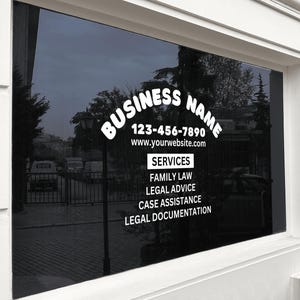 Business Services Decal – Personalized Vinyl Decal - window decal with company info - business door decal displaying service list