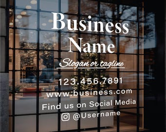 Customizable Business Door Decal - Customizable Window Decal - 6 Year Outdoor Rating / Your Company Window decal - Storefront Vinyl Signs