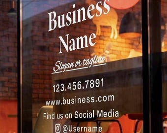 Personalized Window Decals - Storefront Windows Signs - Storefront Vinyl Decals - Water/Weatherproof - Your Storefront Business Decal Sign