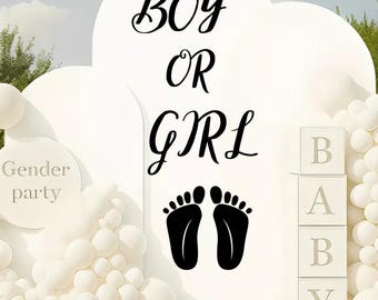 Boy or Girl Gender Reveal Vinyl Decal | Baby Shower Decoration