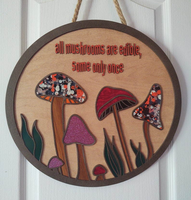 Mushroom Wall or Door Hanger SVG Digital Download Ready Laser