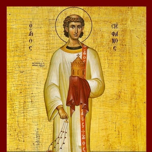 Saint Stephen- Greek Orthodox Catholic Christian Byzantine wooden icon