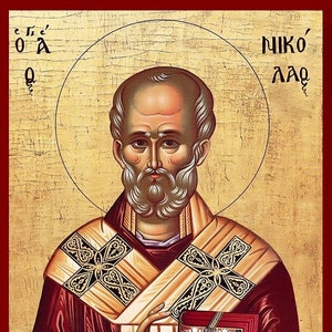Sinterklaas- Grieks-orthodox-katholiek-christelijk Byzantijns houten icoon