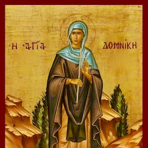 Saint Domnica -  Greek Orthodox Catholic Christian Byzantine wooden icon